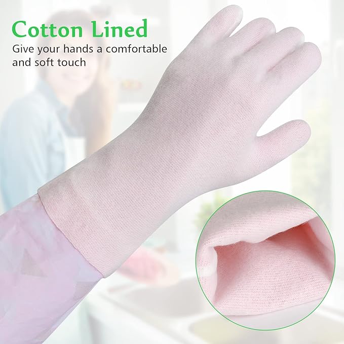 Yiomxhi Household Cleaning Gloves 3 Pairs Reusable Dishwashing Gloves Latex Free, Non-Slip Kitchen Glove with Cotton Lined, Waterproof Dish Washing Gloves