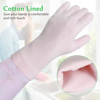 Yiomxhi Household Cleaning Gloves 3 Pairs Reusable Dishwashing Gloves Latex Free, Non-Slip Kitchen Glove with Cotton Lined, Waterproof Dish Washing Gloves