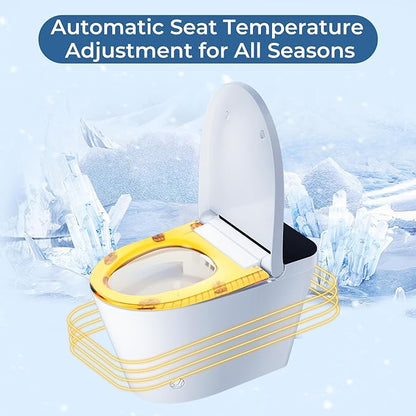 Smart Toilet with Bidet Built in Tank, Rear & Feminine Wash, Air Dryer, Auto Flush, Foot Sensor Flush, Heated Seat, Warm Water Self Cleaning, 12" Rough In, One-Piece Elongated (ZY695 Core)