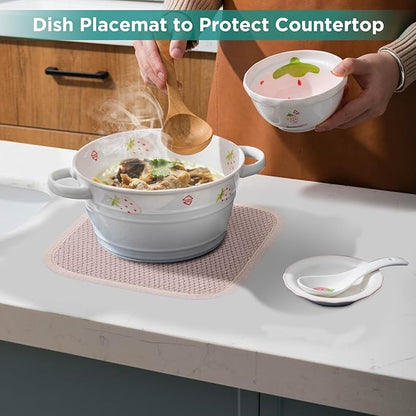 GeeRic Microfiber Dish Drying Mat, Super Absorbent Kitchen Dish Drying Pad for Mother's Day, Reversible Gift Mats for Countertop, 7 * 7 inch Beige