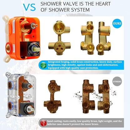 Enga Shower Body Spray System, 12 Inch Rain Shower Head System Wall Mounted, All Metal Shower Jets System, Oil Rubbed Bronze