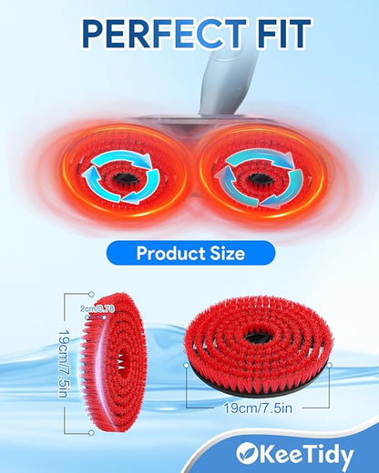 Steam Mop Pads Replacement Brush Head Compatible with Shark Steam and Scrub Mop S7000 S8201 S7001 s7201 Shorter Bristle Professional Cleaning and Polishing Brush (Red, 2 Brush)