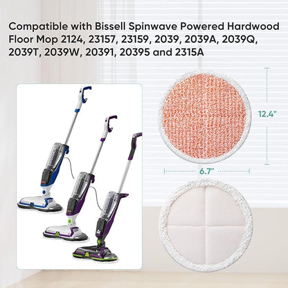 12 Pack 2124 Steam Mop Replacement Pads Compatible with Bissell Spin-Wave Hard Floor Spin Mop Cleaner 20393,20399,23157,23159