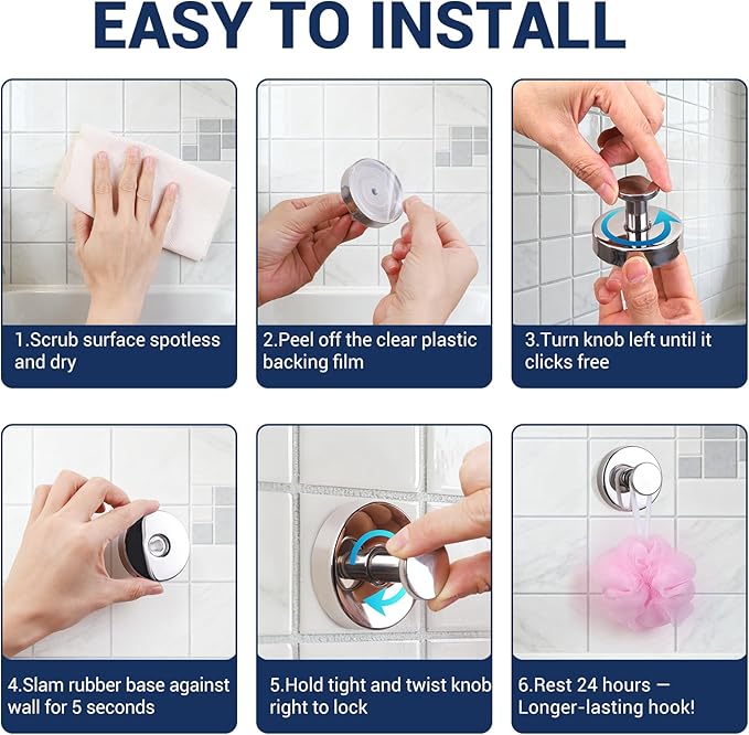 Suction Cup Hooks for Shower,No Drill Towel Hooks for Bathroom Wall, Kitchen, Glass, Mirror, Tile - Ideal for Hanging Towels, Robes, and Loofahs (Mirror-4pcs)