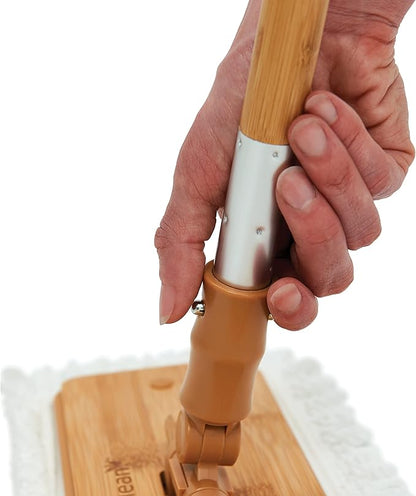Harper Live.Love.Clean. Bamboo 2-in-1 Smooth Surface Wet/Dry Dust Mop with (2) Washable Pads for Cleaning Dust, Pet Hair & Fine Dry Dirt