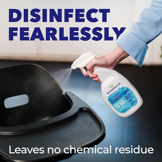Wondercide - Multi-Surface Disinfectant Spray - Kills 99.99% Viruses & Bacteria - Fragrance Free Cleaner with Hypochlorous Acid for Home, Kitchen, Pet Areas - 32 fl oz
