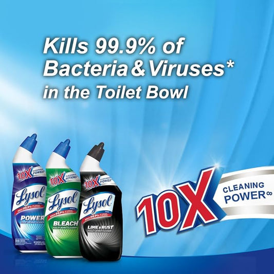Lysol Power Toilet Bowl Cleaner, Bleach, 24oz, Pack of 12