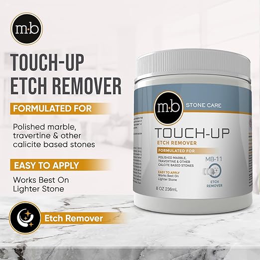 MB Stone MB-11® Touch-Up Etch Remover Marble Polishing Powder for Light to Medium Etches Only, use with Neutral Colored Calcite-Based, not for Matte or Dark Stone, 8 oz Can