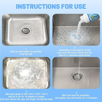 Drain Cleaner Powder, Powerful Pipeline Dredging Agent, Kitchen Unblocker, Sink and Drain Cleaner Powder for Kitchen Toilet（3Pcs）