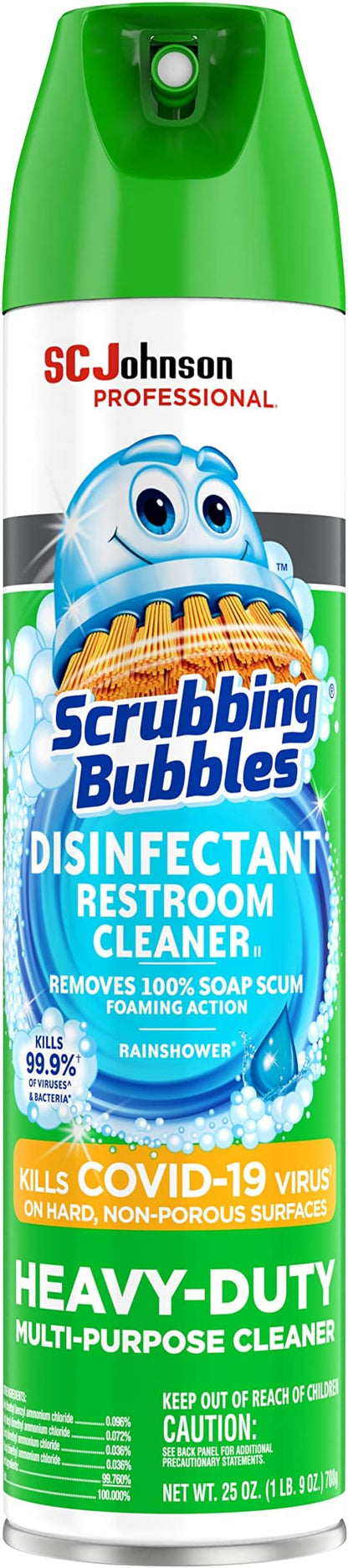 SC Johnson Professional, Scrubbing Bubbles Multi-Purpose Bathroom Cleaner Disinfectant Aerosol, 25 Fl Oz Pack of 12