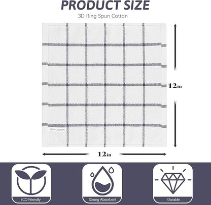 Nialnant 4PCS Cleaning Rags,100% Cotton Terry Dish Rags for Washing Dishes,Quick Drying Dish Cloths,Dish Towels for Kitchen,Purple Plaid-12x12in