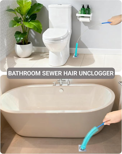 5 Pack Cleaning Brush Set, Bendable Sewer Drain Brush, Long Handle Pipe Cleaner & Straw Brush for Deep Cleaning Kitchen, Bathroom, Sink, Shower and Tub Hair Clogs