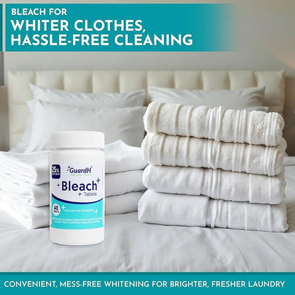 Bleach Tablets 40 Count – Multipurpose Cleaning Tablets for Laundry, Toilet Bowl, Bathroom Tile and Kitchen Surfaces – Liquid Bleach Alternative, Fast Dissolving Formula