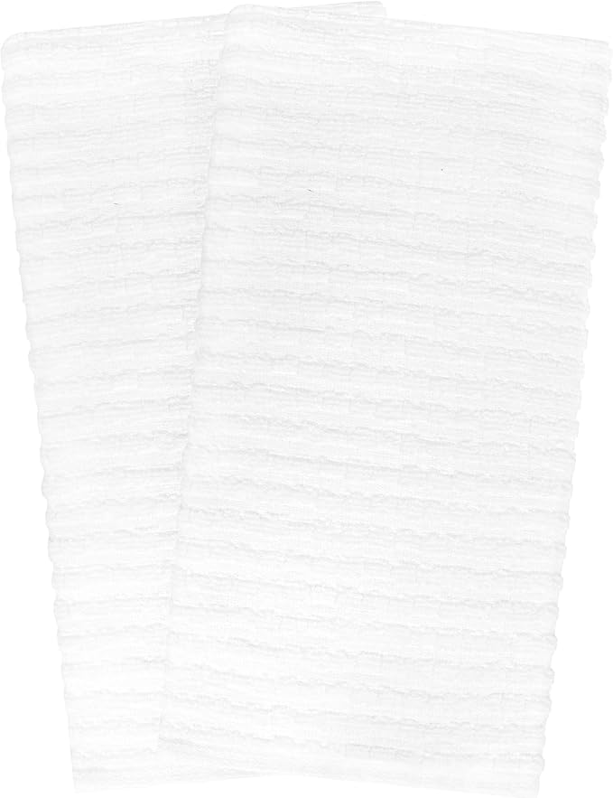 Ritz Royale Collection 100% Combed Terry Cotton, Highly Absorbent, Oversized, Kitchen Towel Set, 28" x 18", 2-Pack, Solid White