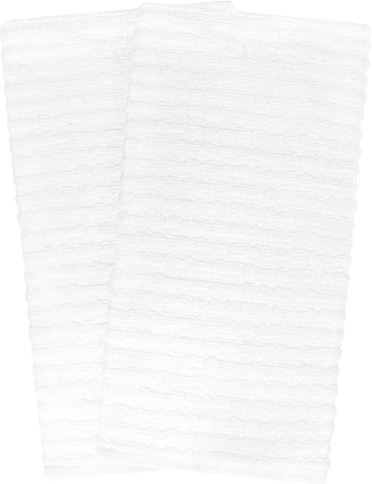 Ritz Royale Collection 100% Combed Terry Cotton, Highly Absorbent, Oversized, Kitchen Towel Set, 28" x 18", 2-Pack, Solid White