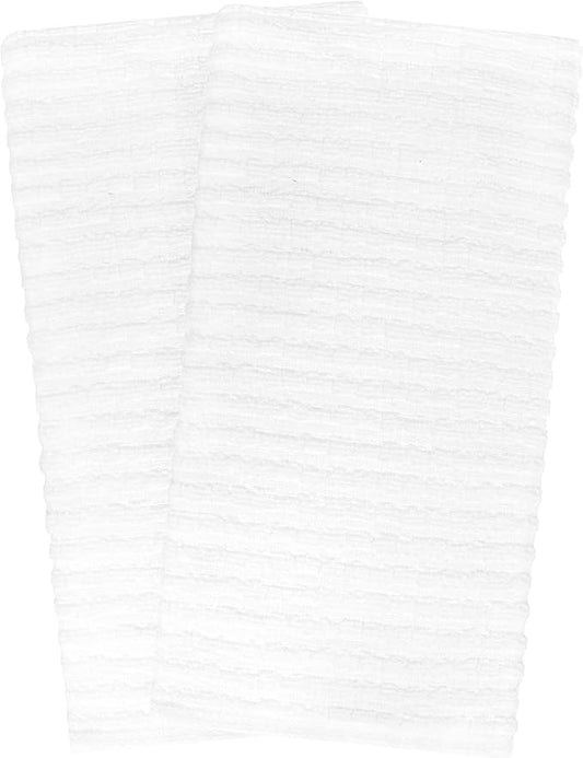Ritz Royale Collection 100% Combed Terry Cotton, Highly Absorbent, Oversized, Kitchen Towel Set, 28" x 18", 2-Pack, Solid White
