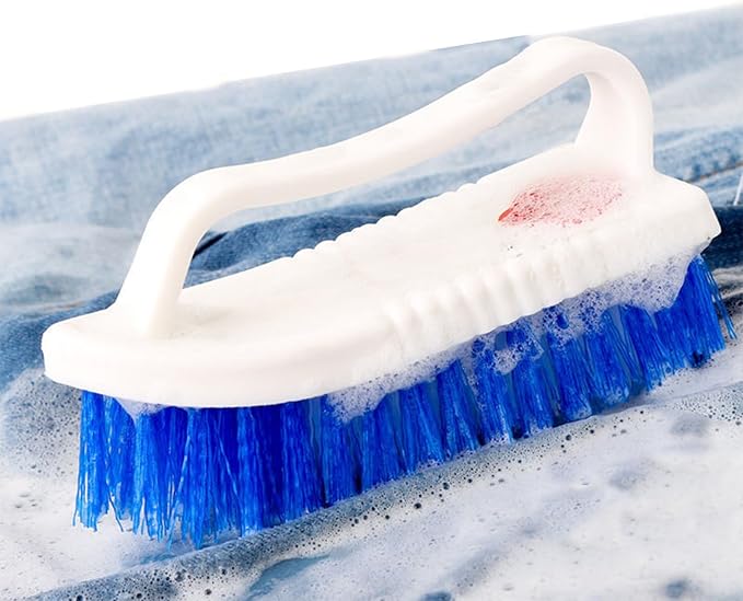 Scrubbing Brush, Scrub Brush with Stiff Bristles Thickened Handle White Utility Cleaning Hand Brush for Cleaning Bathroom Shower Toilet Bathtub Tile Floor Carpet