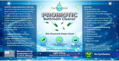 Probiotic Bathroom Cleaner Spray, 7-Day Continuous Clean, Plant-Based, Non-Toxic, Eliminates Odors at the Source, 32 oz