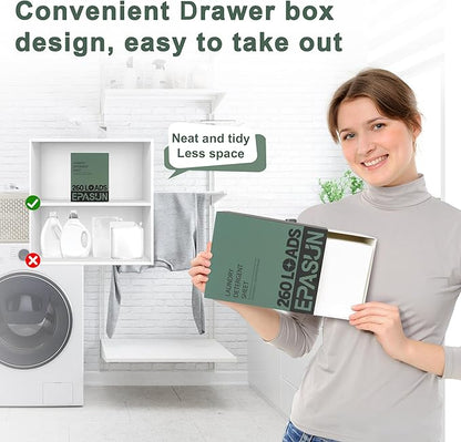 Laundry Detergent Sheets 260 Loads, Fresh Scent, Eco-Friendly Liquidless Soap Strips, Plant-Based, Hypoallergenic Washing Supplies