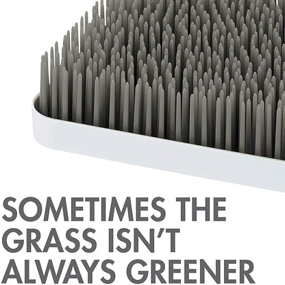 Boon Grass Plastic Drying Rack - Modern Countertop Baby Bottle Organizer - 9.75 x 9.88 x 3.0 inches - Gray