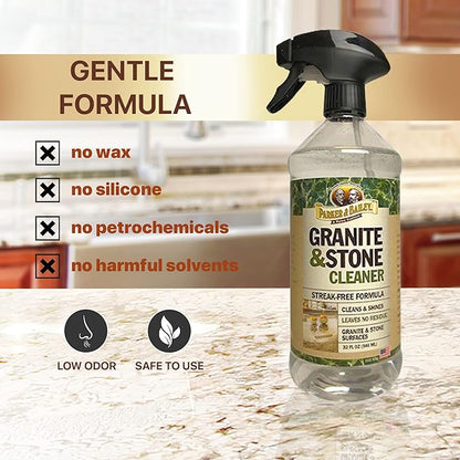 Parker & Bailey Granite & Stone - Countertop Cleaner Kitchen Island Cleaning Spray Marble Tile Slate Quartz Daily Granite Bathroom Counter -White, 32 Oz
