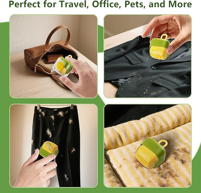 Mini Lint Roller, Reusable Travel Portable Lint Roller Mini, Washable Sticky Roller for Pet Hair Debris Removal Tool (Green)
