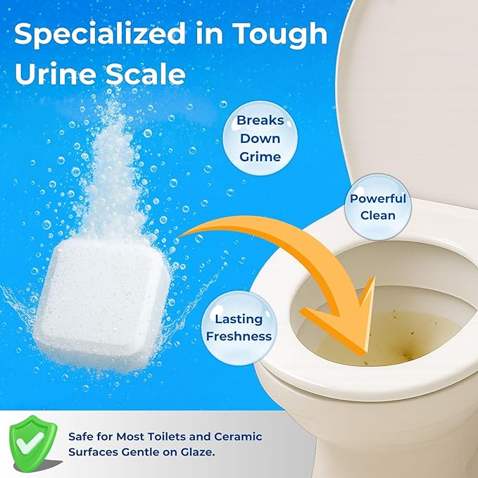 Toilet Bowl Cleaner Bleach Tablets – Deep Cleaning & Deodorize, Effectively Removes Hard Stains (24-Pack Year Supply), Septic-Safe, Bathroom Cleaning Supplies