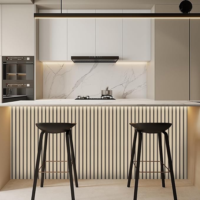 Arthome Wood Slat Wallpaper 17''x120'' Peel and Stick self Adhesive Wood Wallpaper PVC Vinyl Decorative Removable Wallpaper Waterproof Faux Wood Grating Stripe Contact Paper for Living Room (Oak)