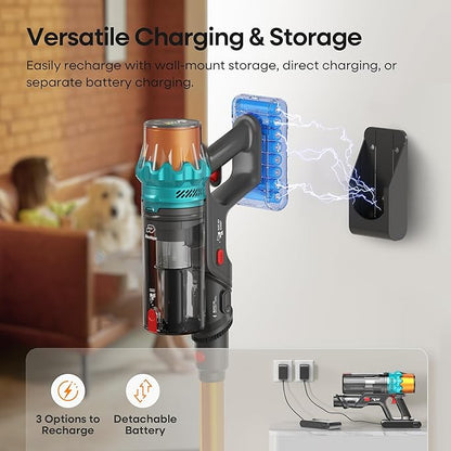ElecKeys Cordless Vacuum Cleaner, 600W 50KPA 70Mins Vacuum Cleaners for Home, Self-Standing Stick Vacuum with Touch Screen, Anti-Tangle, Lightweight Wireless Vacuum for Hard Floor/Carpet/Pet Hair/Car