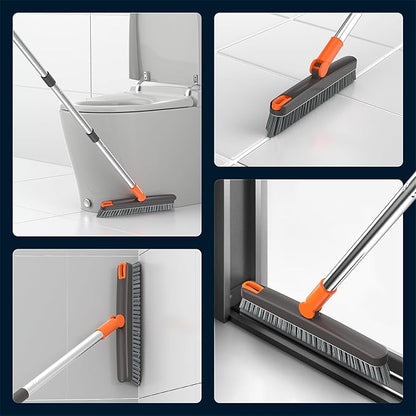 AIR U+ Grout Brush with Long Handle 180° Swivel Scrub Brush with Tweezers to Hair Clip V-Shape Grout Line Scrubber Stiff Bristles for Deep Cleaning Crevice, Tile Line, Shower, Kitchen, Corners