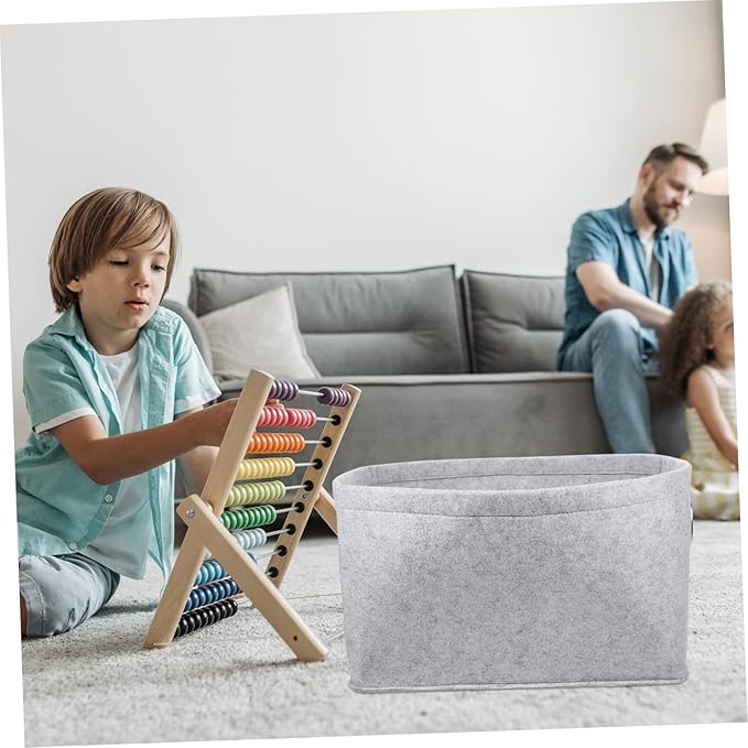 Hemobllo Felt Storage Basket Large Capacity Multi Purpose Organizer for Clothes and Sundries Lightweight Laundry Hamper for Home Bathroom Bedroom Light Gray