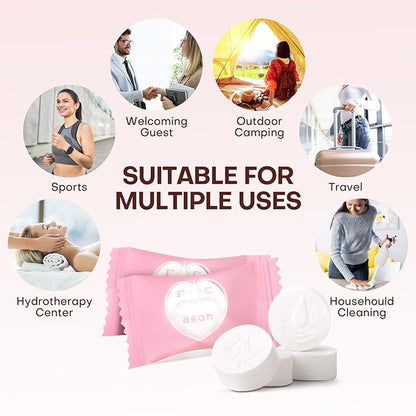 Compressed Towel Tablets 100 Count Disposable Face Towel Individually Wrapped 9×7.5 Inch Portable Washcloths Compact Cloths for Travel Essentials Camping Hotel Makeup Removal Cleaning (Pink)