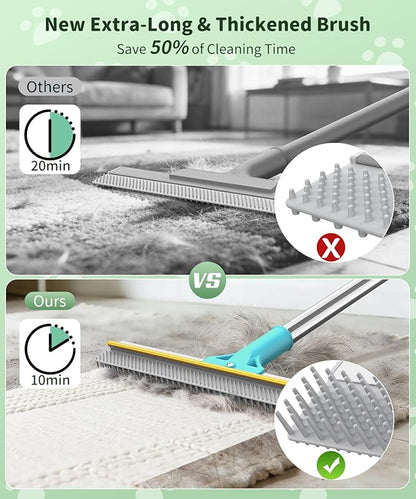 Carpet Rake for Pet Hair Removal, Reusable Carpet Rake, Pet Hair Removal Broom with Extra-Long Thickened Brush, 54" Adjustable Handle, 3 Pcs Pet Hair Removal Tool for Carpet, Sofa & Stairs