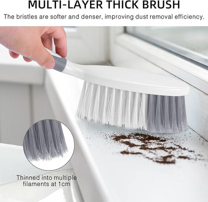 NACENA Dust Pan and Brush Set, Large Hand Broom and Dustpan Set Large Brush and Dustpan Set for Camping Broom and Dustpan Combo for Daily Cleaning Pet Hair Office Home Car, White & Gray