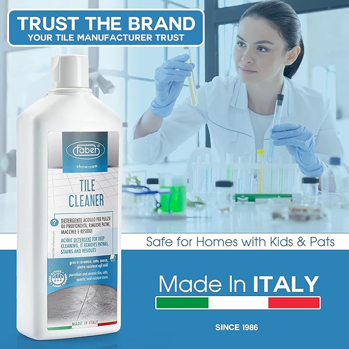 FABER Tile Cleaner - Heavy Duty Acidic Detergent for Deep Cleaning On Organic & Inorganic Dirt – Home and Commercial Remover for All Deep Stains and to Remove Residues from Other Cleaners, 1 Liter