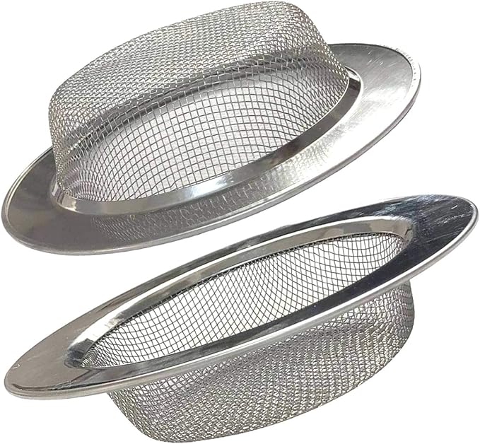 2 Pack 4.5" Kitchen Sink Drain Strainers, Stainless Steel Drain Cover with Anti Clogging Mesh, Thicken Edge