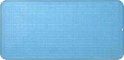 MicoYang Silicone Dish Drying Mat for Multiple Usage,Easy clean,Eco-friendly,Heat-resistant Silicone Mat for Kitchen Counter or Sink,Refrigerator or Drawer Liner Light Blue 5XL 36inches x 18inches