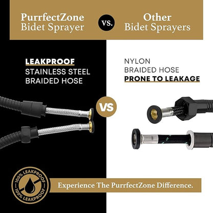 Purrfectzone Bidet, Stainless Steel Jet Spray for Toilet, Wall-Mounted - Matte Black