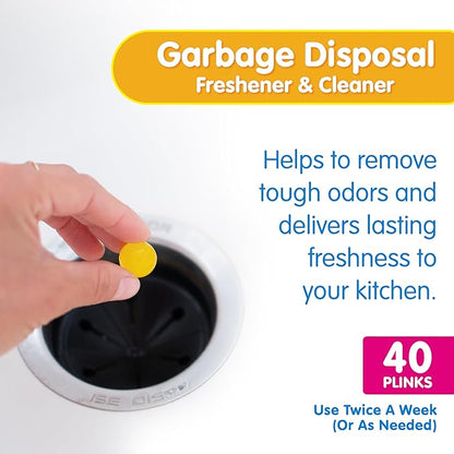 Plink Garbage Disposal Cleaner, Freshener & Odor Removing Balls, Easy to Use, Fresh Lemon Scent, 40 Count