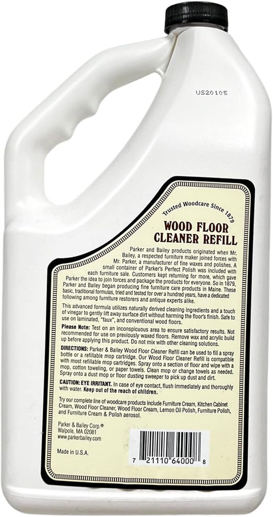 Parker & Bailey Wood Floor Cleaner – Use on Hardwood, Laminated or Faux Finished Floors. Shine Restorer Protector, Surface Cleaner Supplies Home Improvement, Natural Look, Cuts Grease, 64oz