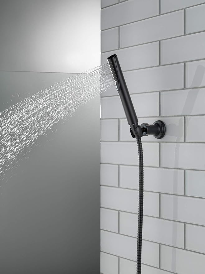 Delta Faucet Trinsic Single Spray Wall-Mount Hand Shower, Hand Held Shower with Hose, Black Handheld Shower Head, Slide Bar Hand Shower, Handheld Shower, Matte Black 55085-BL