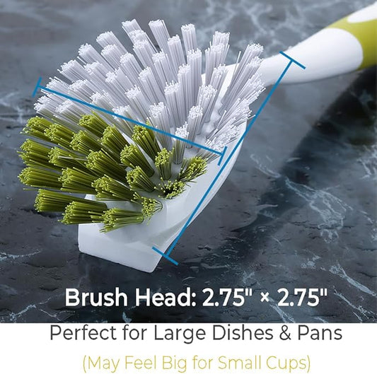 Dish Brush with Handle, Stiff Bristles Dish Scrubber for Pots, Pans & Sink Cleaning, 5 Pack