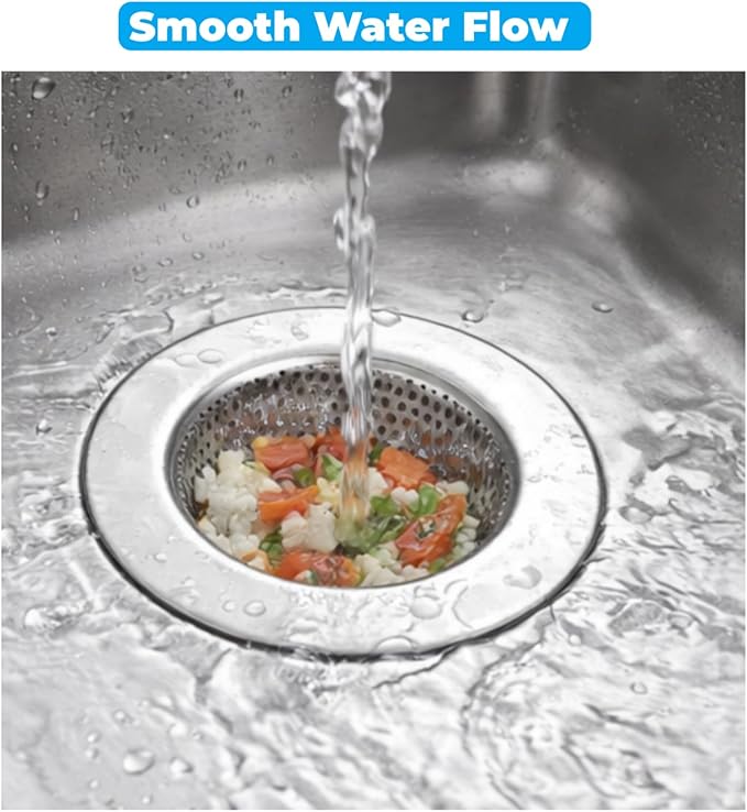 2 PCS Sink Drain Strainer Stainless Steel, Kitchen Sink Drain Strainer for Kitchen with Large Wide Rim 4.5" Diameter