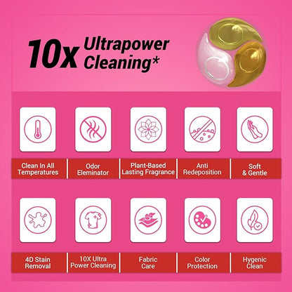 WBM Laundry Detergent Pods, Autumn Scent – 128 Pods in Recycleable Packaging for 10x Ultra Power Cleaning, Odor Defense for Activewear & Sports Shirts