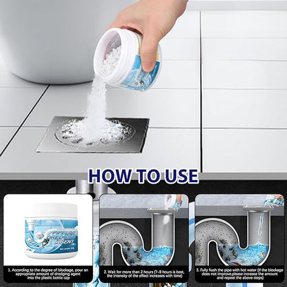 Pipeline Dredging Agent, Sink Drain Hair Clog Remover Cleaner, Unclogger Heavy Duty Bathroom Shower Pipeline Dredging Agent, Unclog Clogged Drains For Pipes, Toilets (260g)