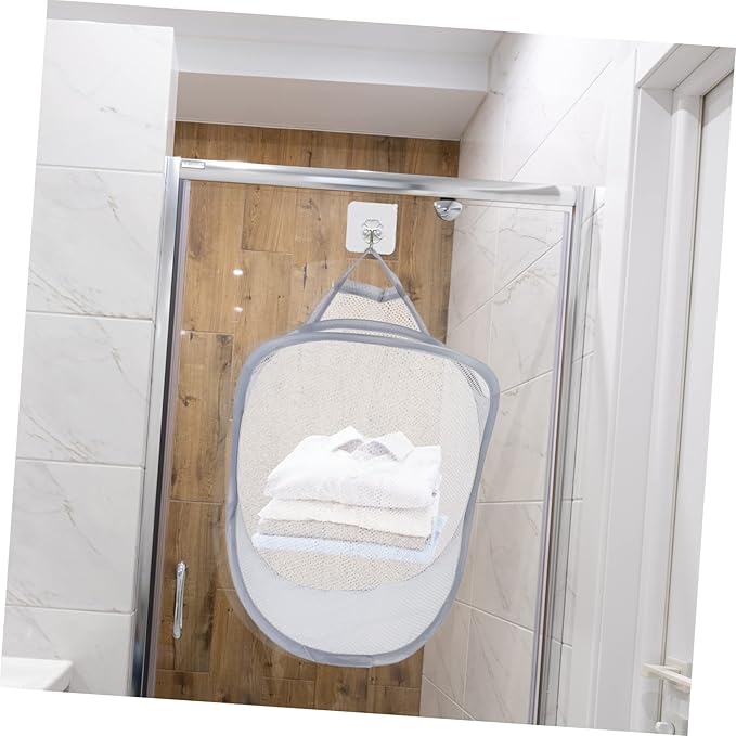 Levemolo 2pcs Folding Hanging Laundry Storage Baskets Breathable Mesh Clothes Organizer for Home Bedroom and Bathroom Space-saving for Dirty Clothes and Toys