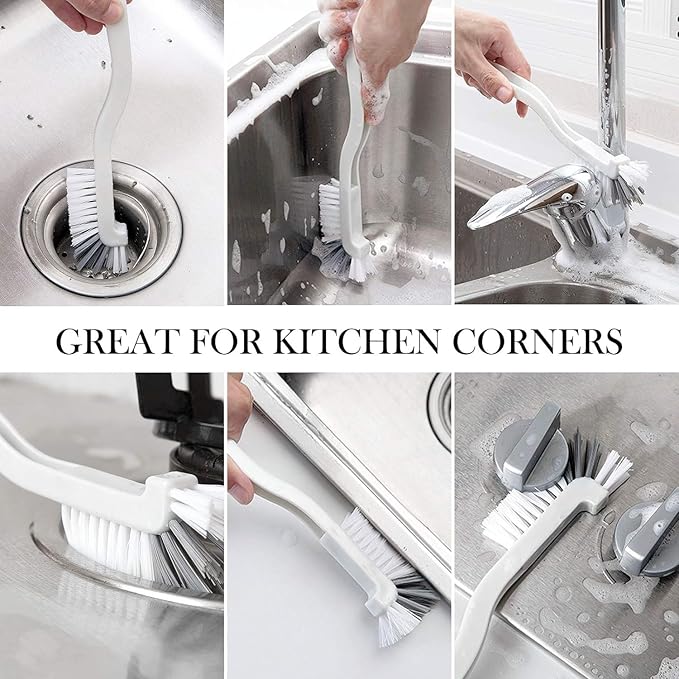 Kitchen Scrub Brush Edge Corner Cleaning Brush Hard Bristle Cleaning Supplies for Kitchen, Bathroom, Corner, Grout, Sink, Cup, Teapot, Bottle, Blender