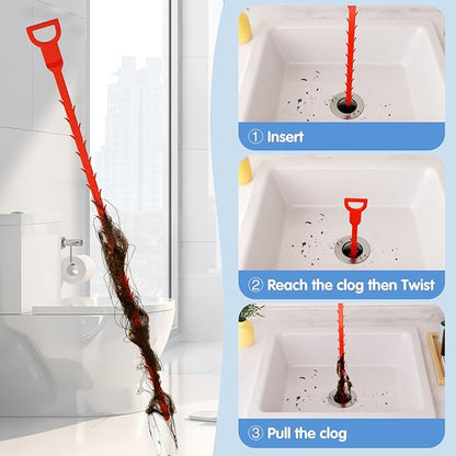 10pcs Drain Cleaner Spiral, 25 in Ergonomic Handle Pipe Cleaning Screws Sticks, Effective for Manual Removal of Hair and Deposits in Bathroom Kitchen For Bath Tub, Toilet, Kitchen Sink, Sewer