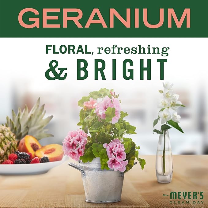 MRS. MEYER'S CLEAN DAY Kitchen Essentials Set, Includes: Hand Soap, Dish Soap, and All Purpose Cleaner, Geranium, 3 Count Pack