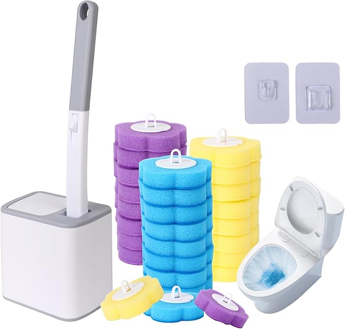Disposable Toilet Brush, Toilet Bowl Cleaning System,Powerful Cleaning, Disposable Toilet Cleaner,with 24 Toilet Wand Refills, for Toilet Bowl Cleaners,Bathroom Cleaning